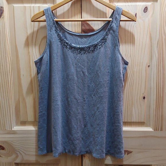 Eileen Fisher sequin embroidered linen tank top - Picture 1 of 4